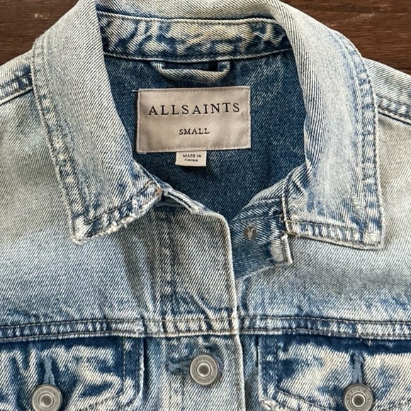 ALLSAINTS-Hay denim jacket-distressed blue-size Small-EUC-retail $160 - Picture 6 of 15